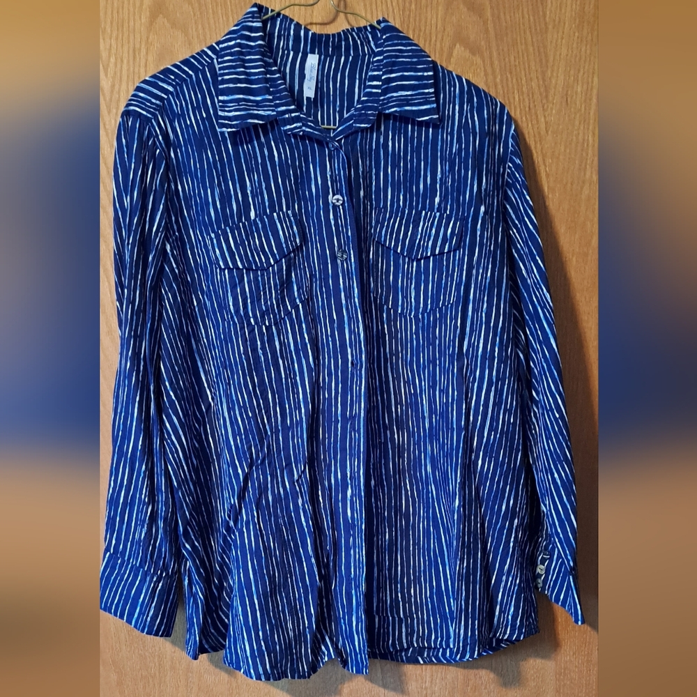 Blue Sky Navy and White Striped Shirt